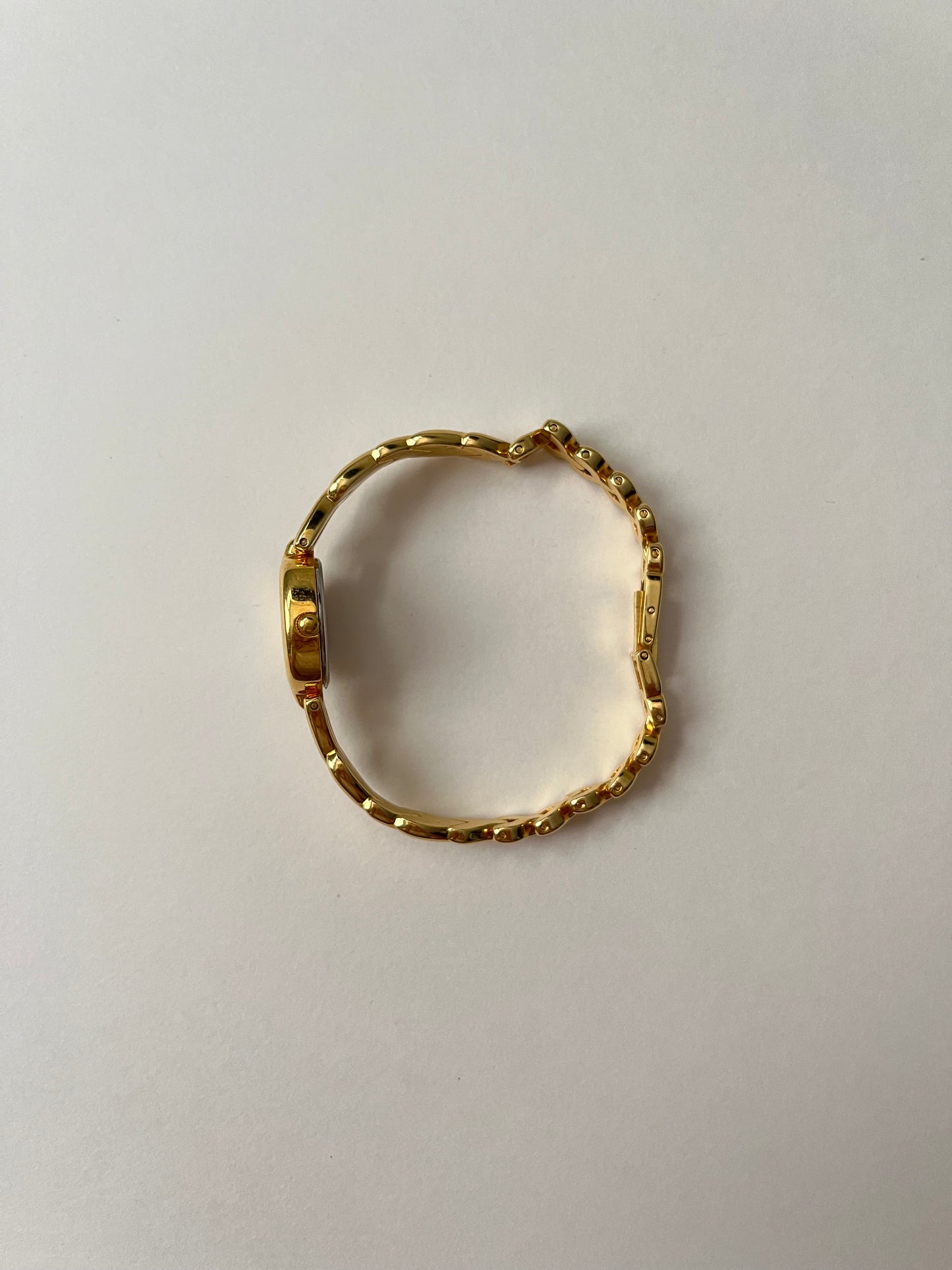 Absolutely Stunning Gold Tone Half Cuff Watch with Oval Dial