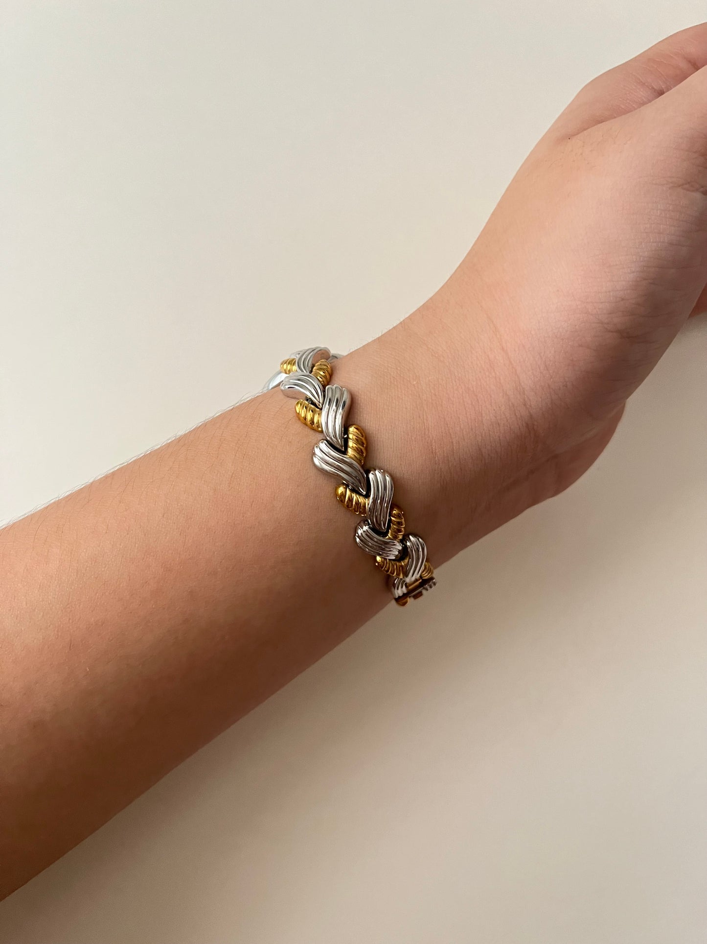 Beautiful Two Toned Swiss Made Watch with Braided Rope-Like Design