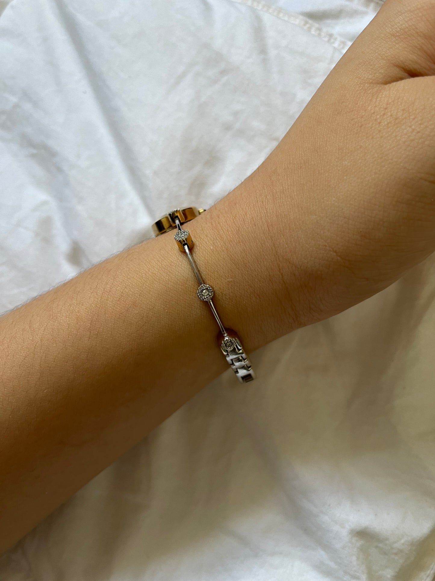 Very Dainty Two Toned Swiss Watch with Real Diamond Accents