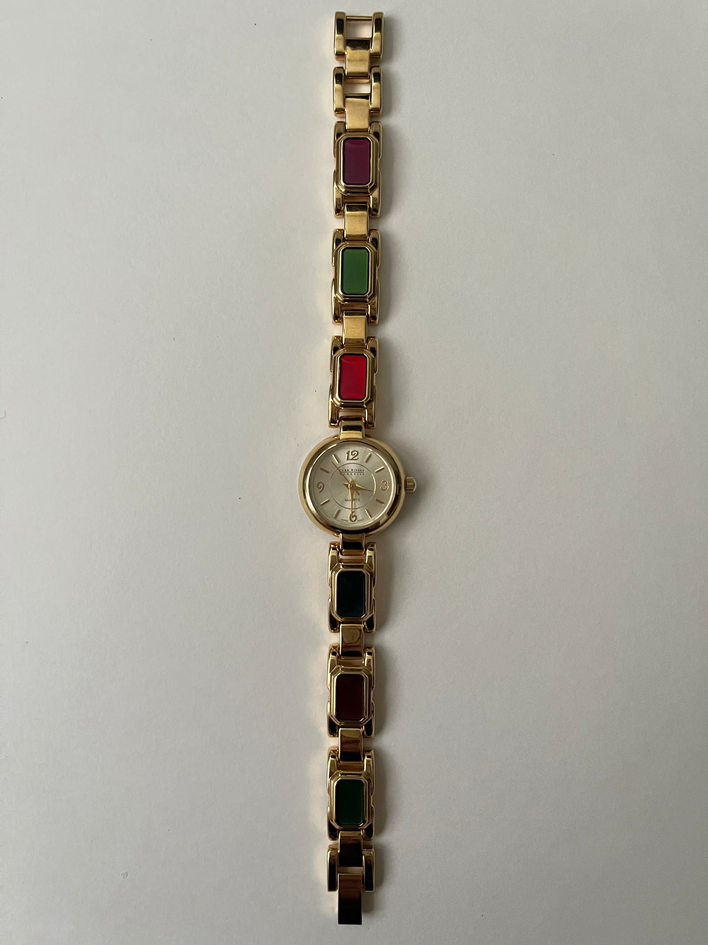 Adorable Gold Tone Watch with Multi-Colored Links