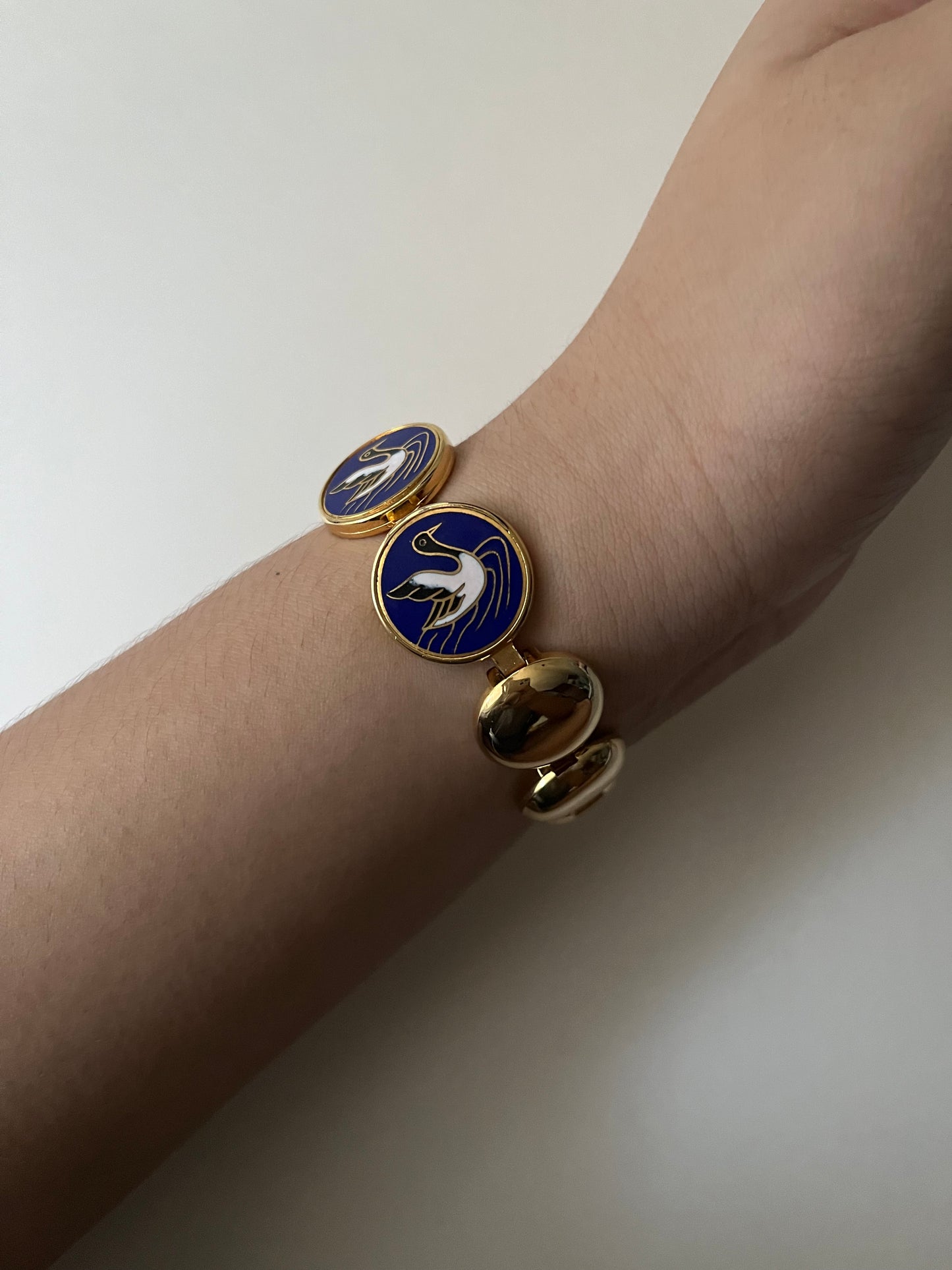Beautiful Gold Tone Watch with Oriental Crane Designed Band