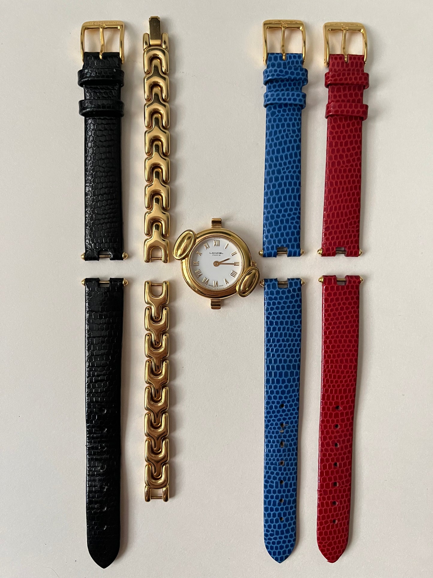 Beautiful Gold Tone Swiss Watch with Interchangeable Leather Straps