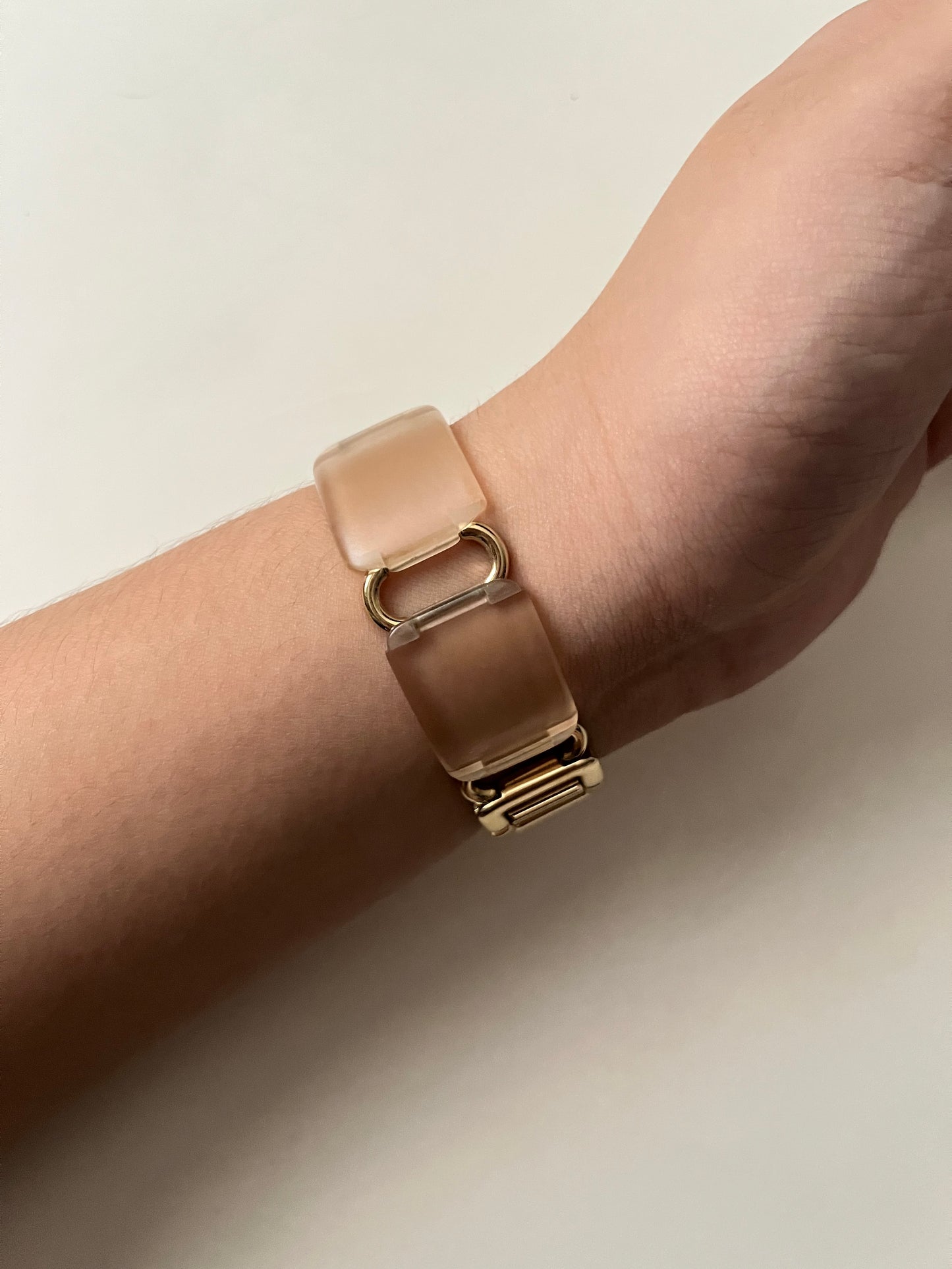 Adorable Gold Tone Acrylic Watch with Oval Dial