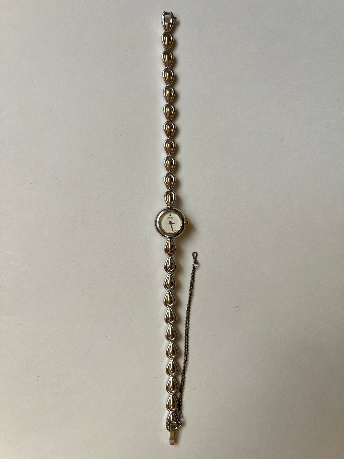 Very Dainty Two Toned Seiko Watch with Pear Shaped Links