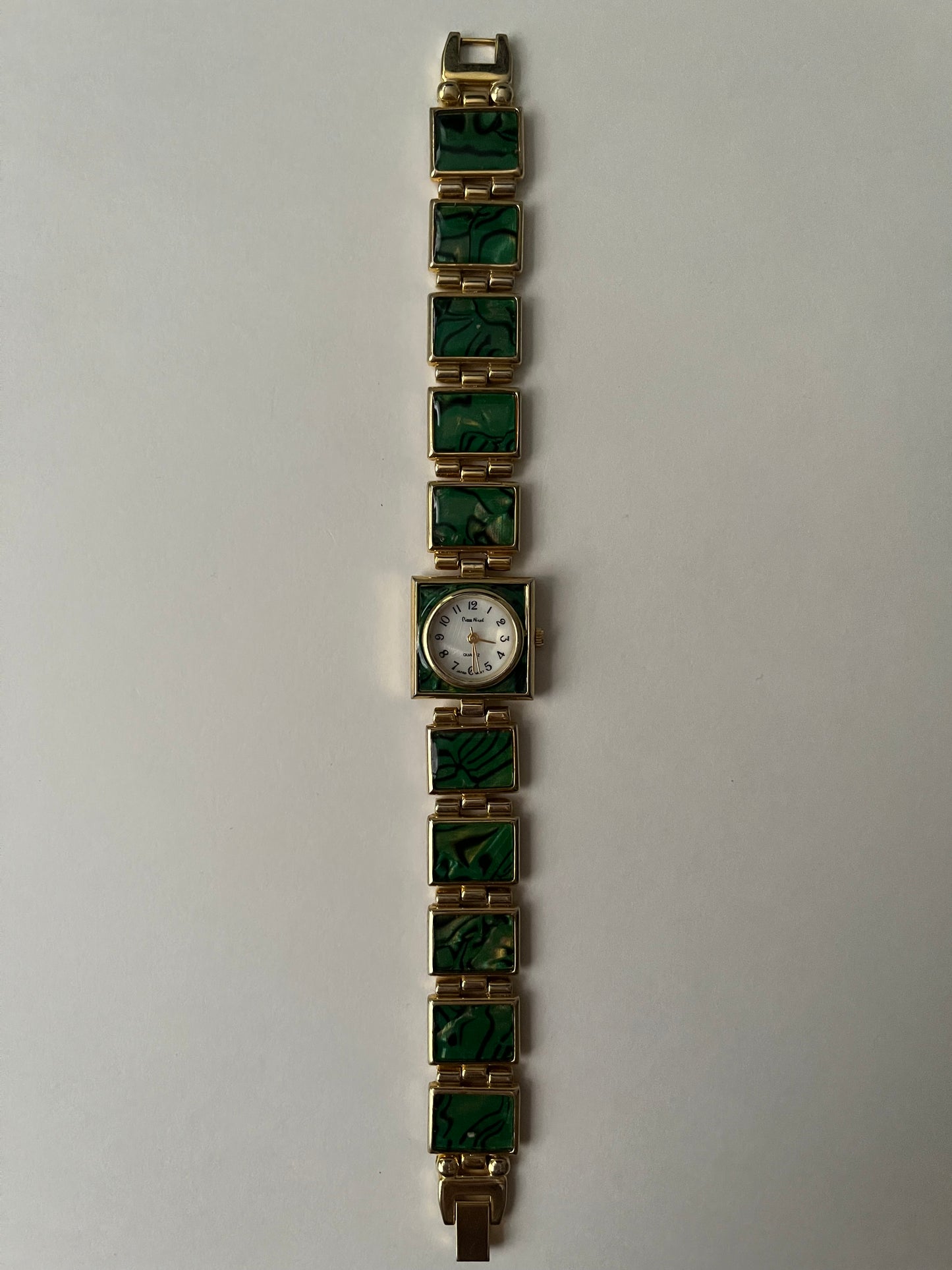 Vintage Gold Tone Watch with Abalone-Like Accented Band