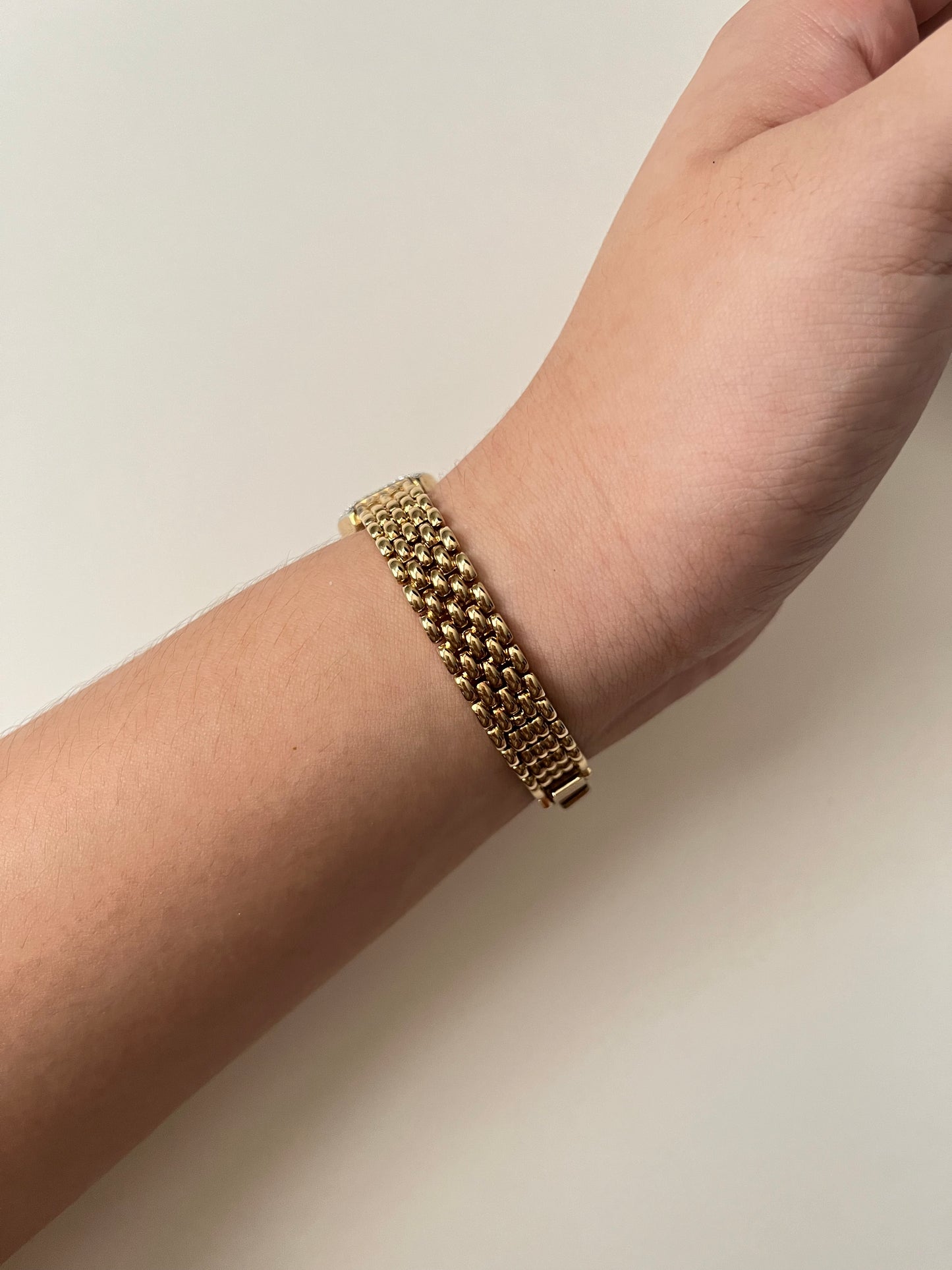Stunning Gold Tone Watch with Rectangular Dial and Rhinestones Accent