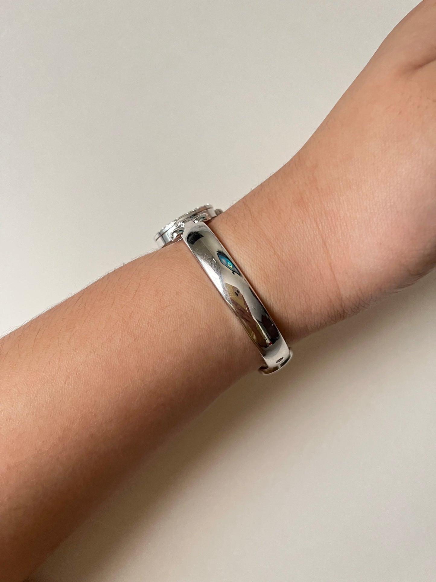 Loveliest Silver Tone Cuff Watch with Interchangeable Bezels
