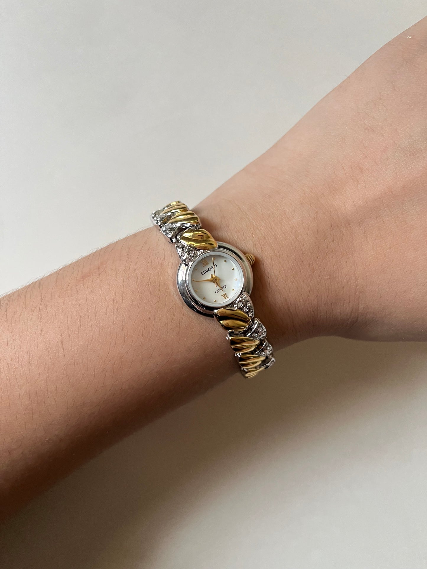 Very Stunning Two Toned Watch with Braided Band Design