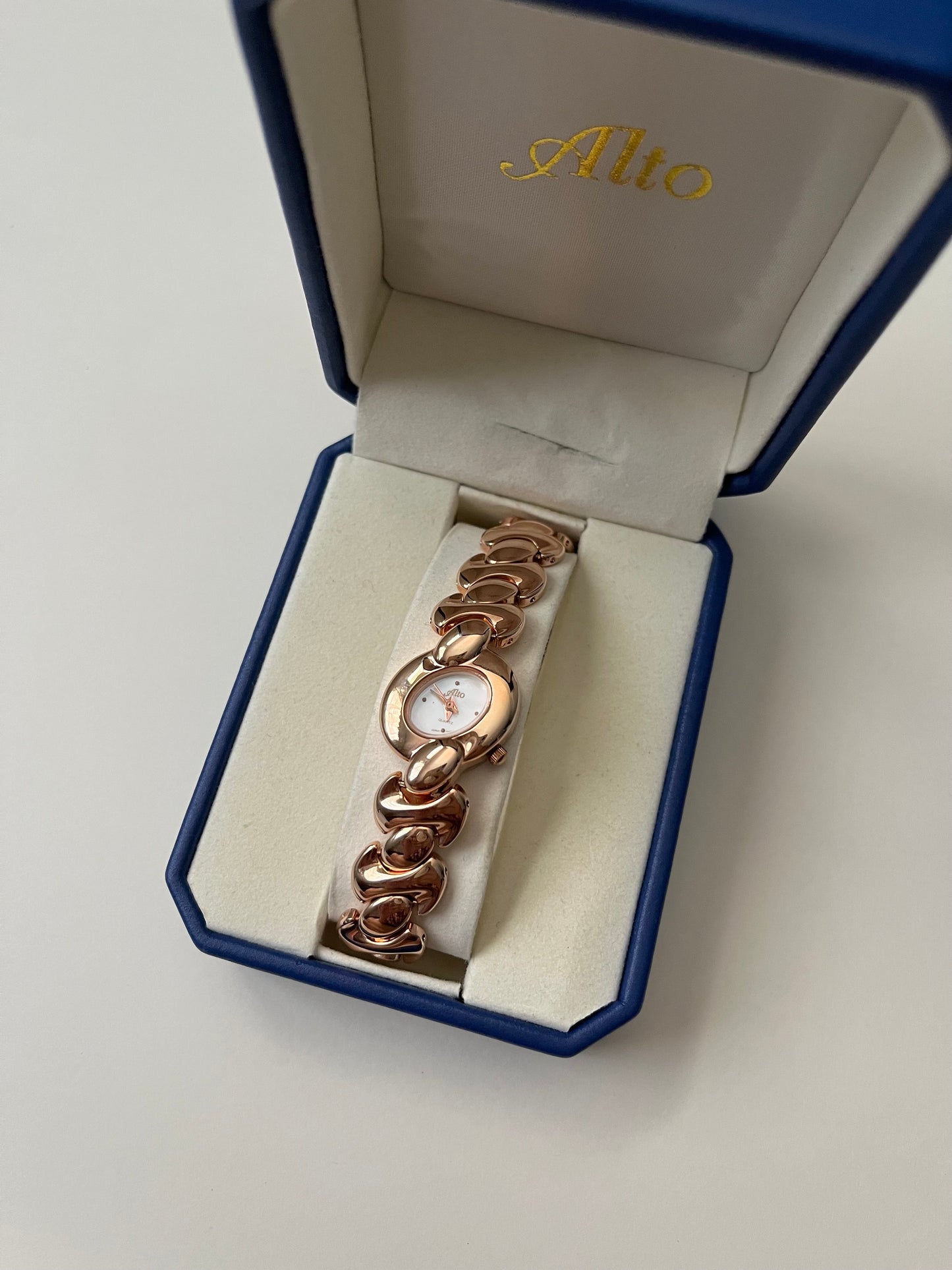 Very Unique and Astonishing Rose Gold Tone Watch with Asymmetrical Dial
