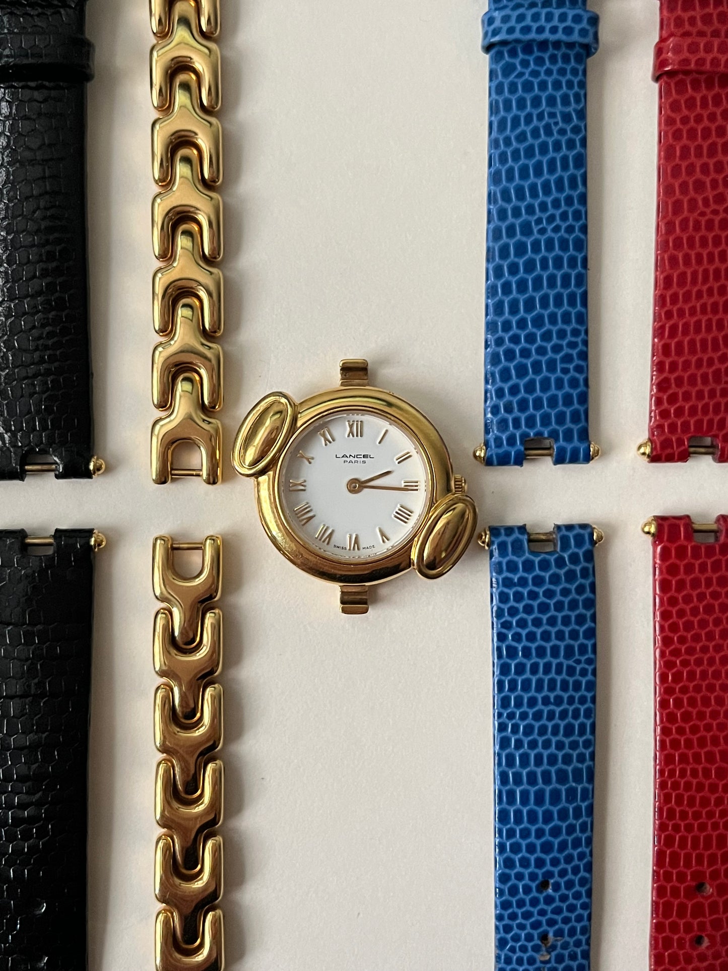 Beautiful Gold Tone Swiss Watch with Interchangeable Leather Straps