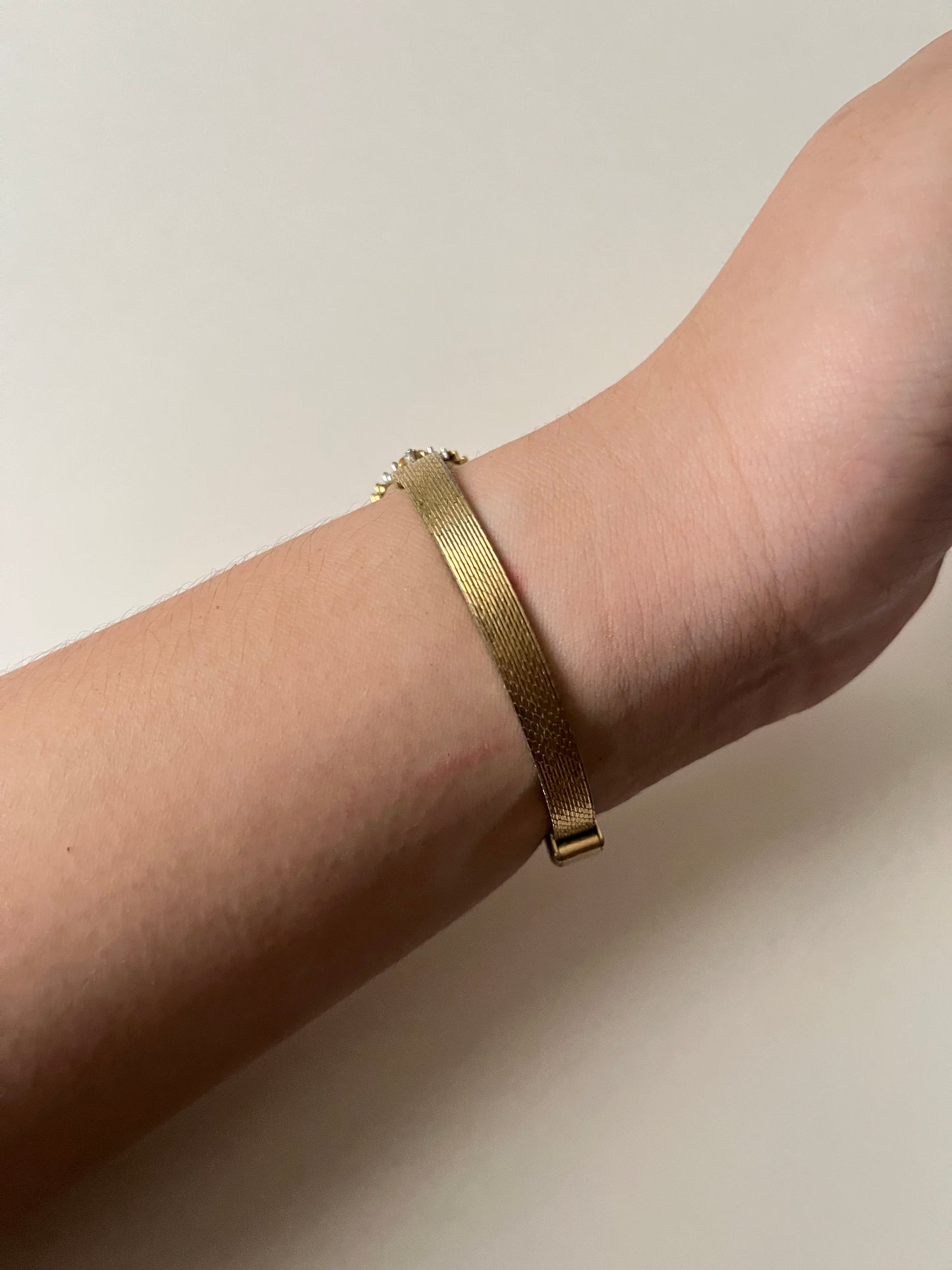 Vintage Gold Tone Watch with Diamond-Shaped Dial with Rubies Accent