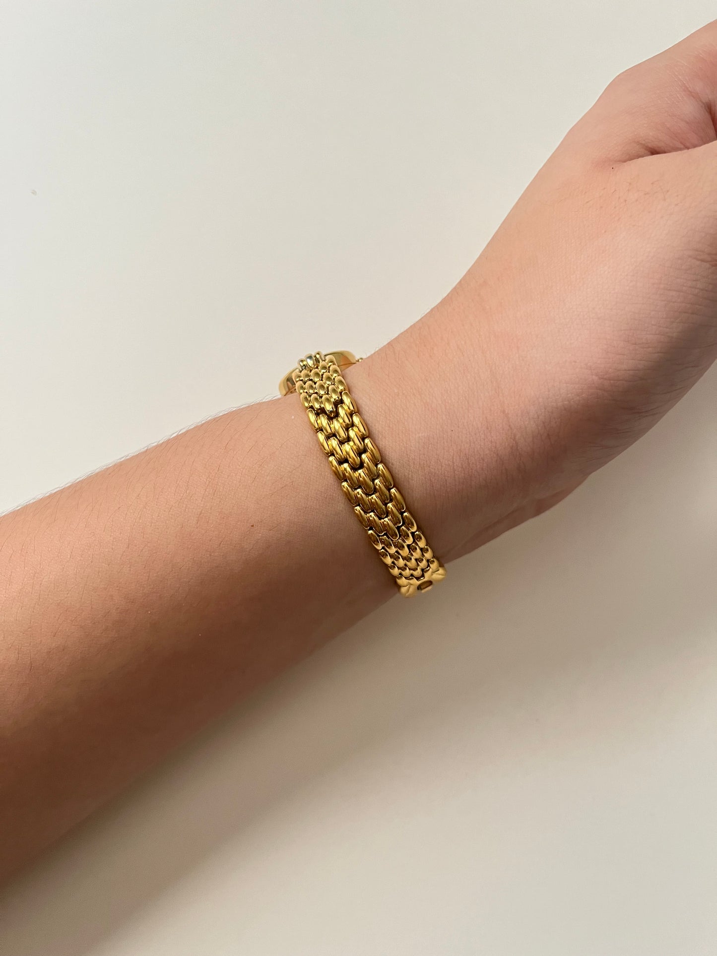 Beautiful Gold Tone Watch with Dainty Round Textured Dial