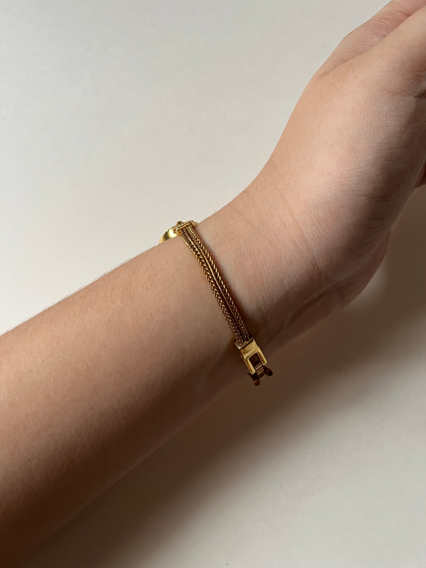 Elegant Dainty Gold Tone Tennis Bracelet Style Watch with Bejeweled Oval Dial