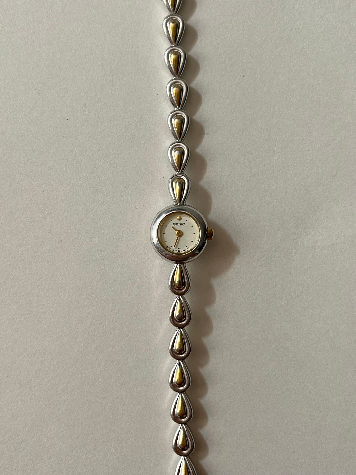 Very Dainty Two Toned Seiko Watch with Pear Shaped Links