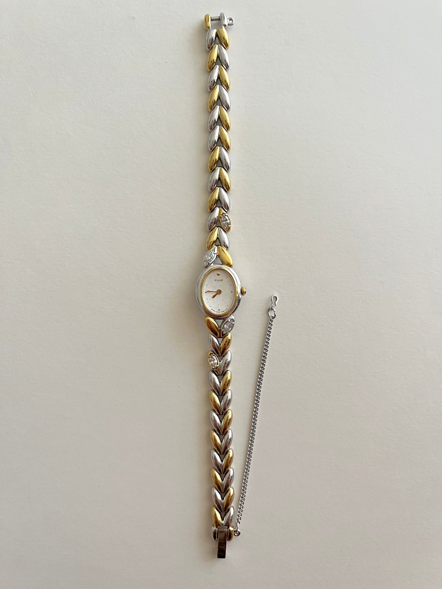 Ultra Rare Two Toned Seiko Watch with White Crystals Accent