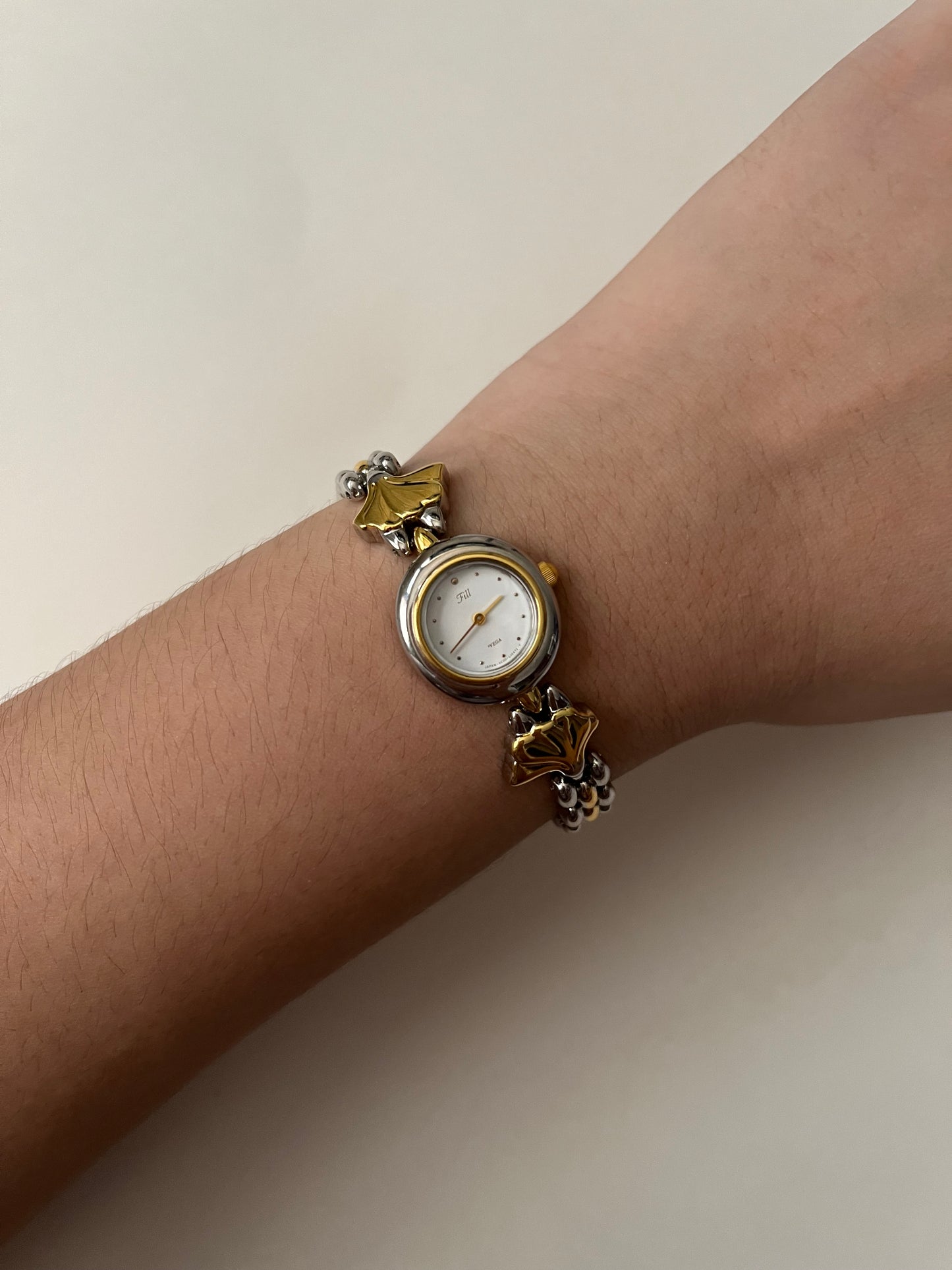 Beautiful Two Toned Watch with Scalloped-Shaped Design
