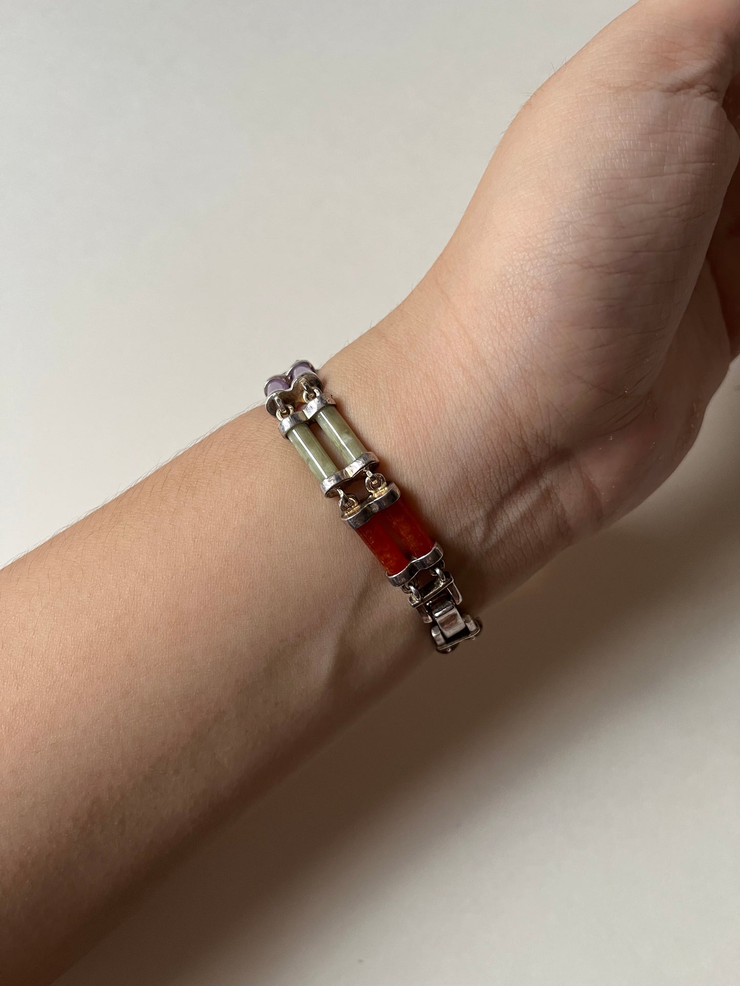 Extremely Rare 925 Silver Watch with Multi-Colored Jade Stones Accent