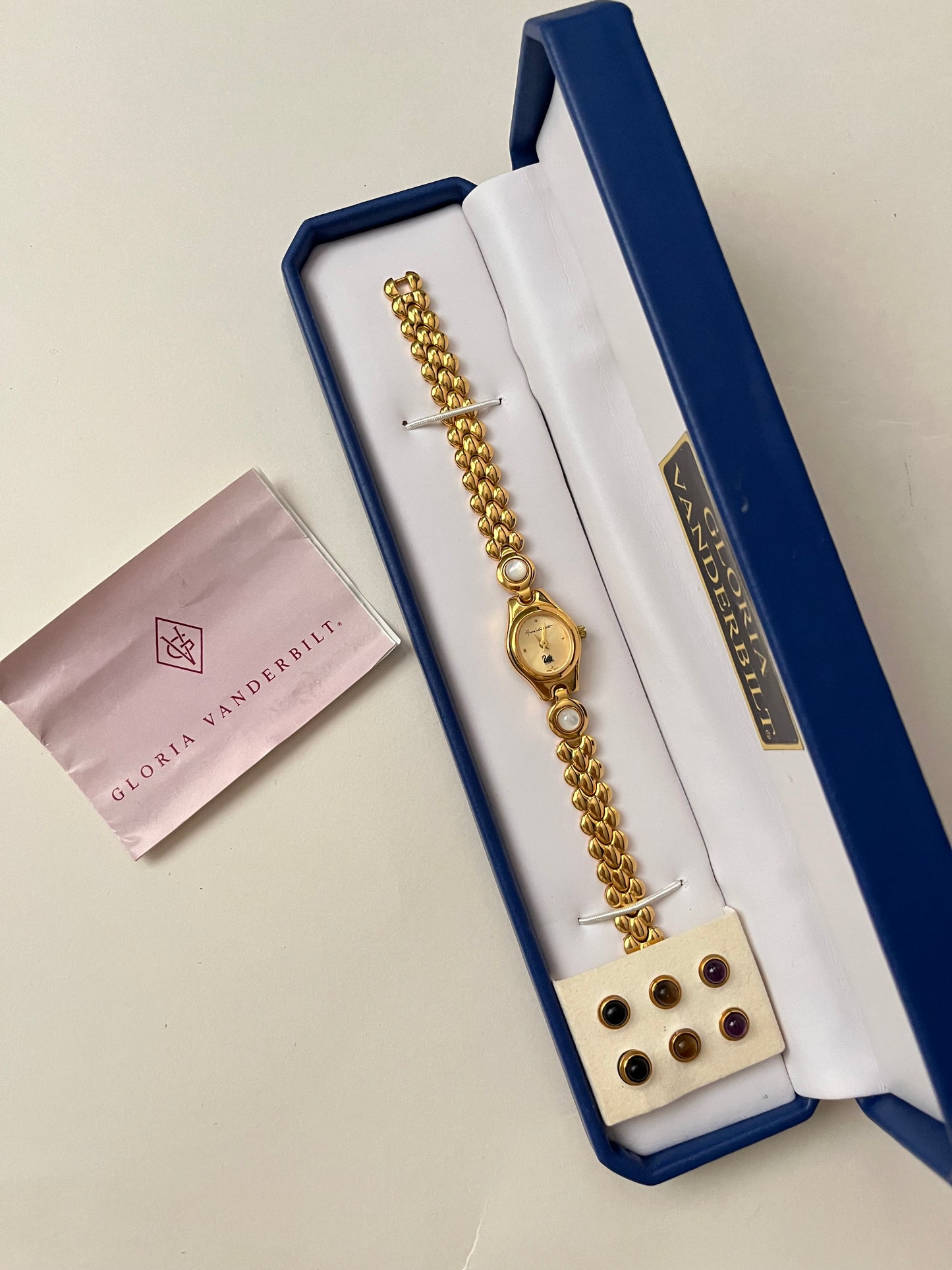 Rare and Unique Gold Tone Watch with Interchangeable Studs