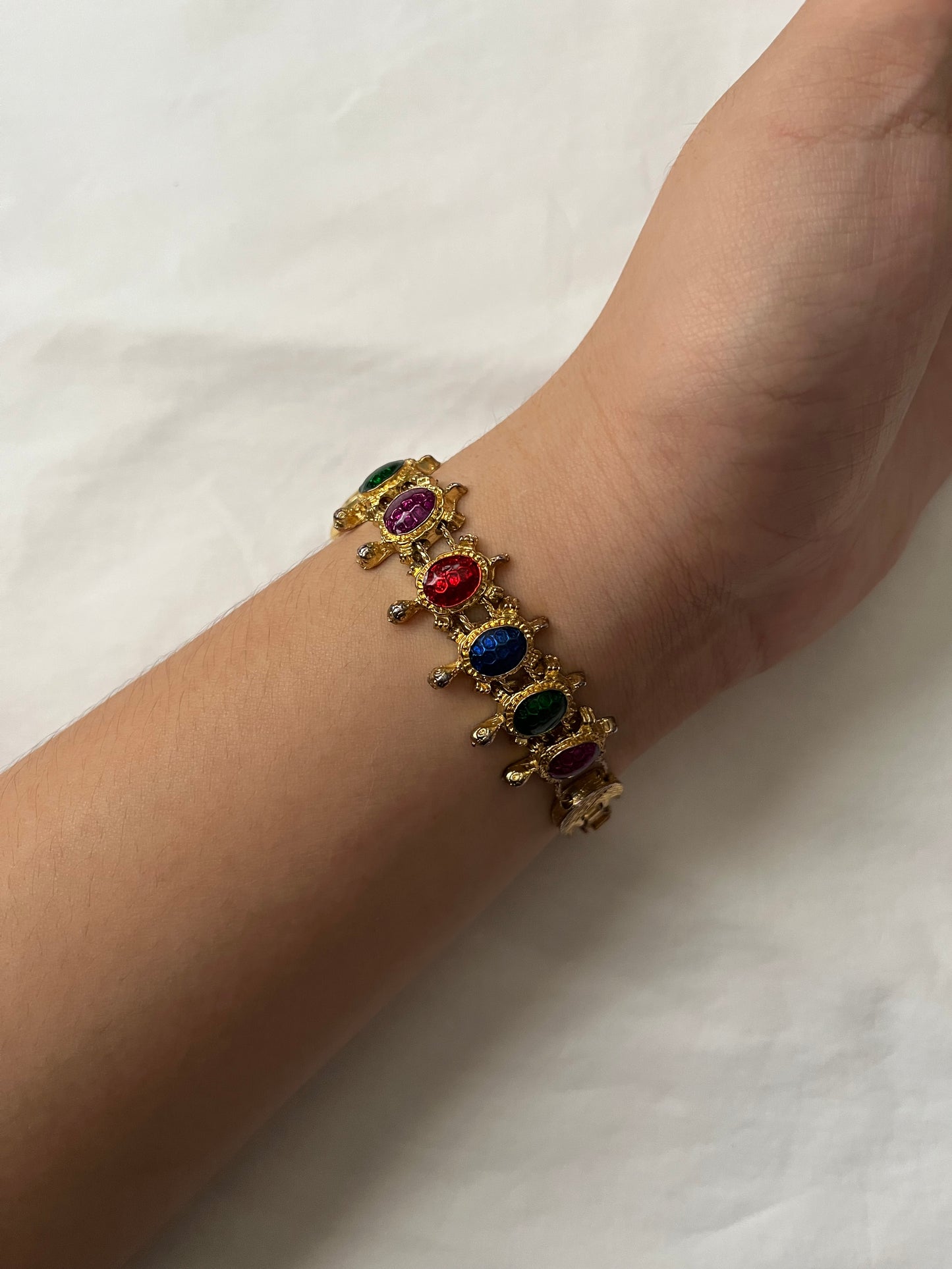 Adorable Gold Tone Slider Watch with Turtle Charms