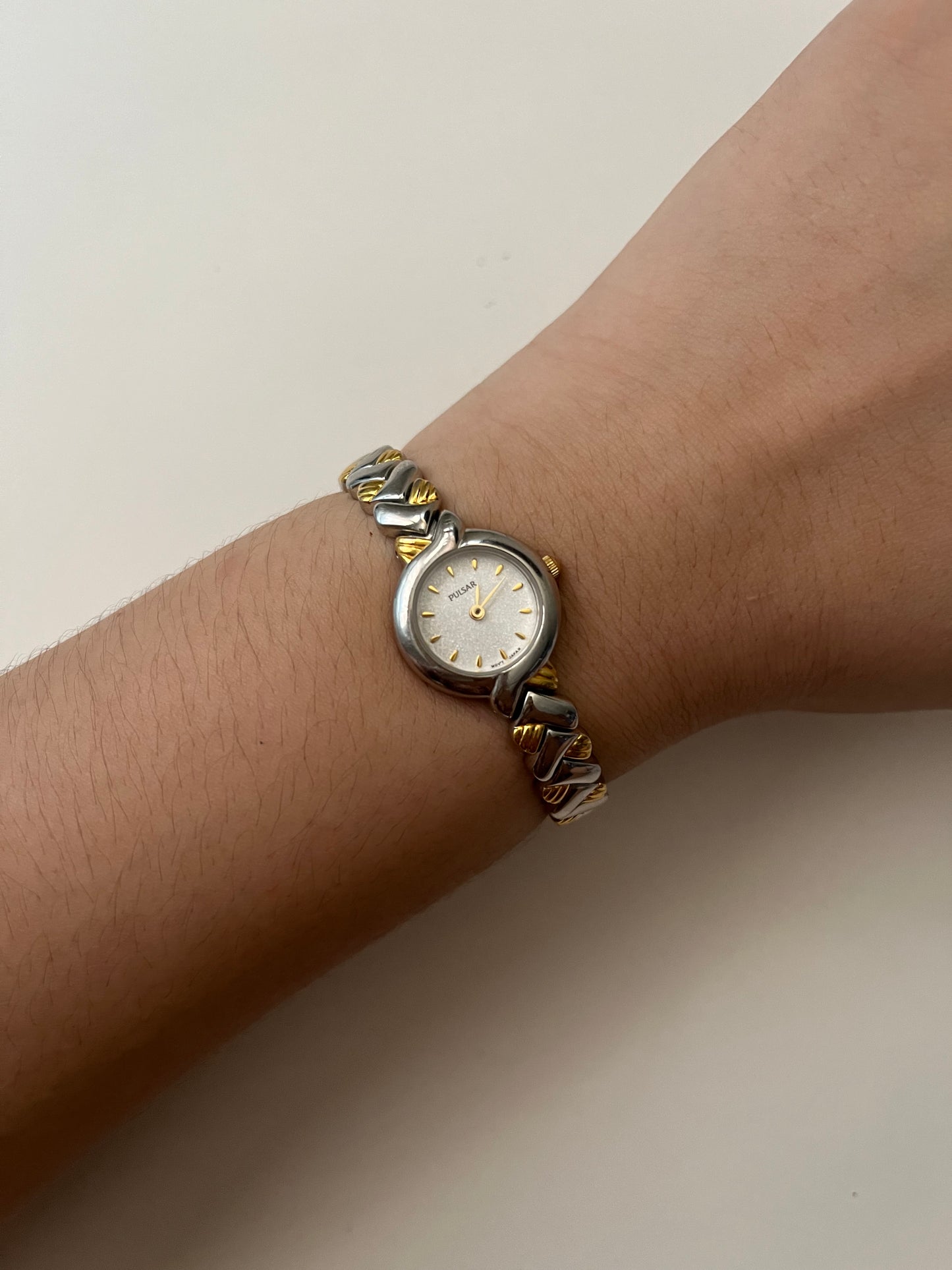 Two Toned Watch with Round Dial