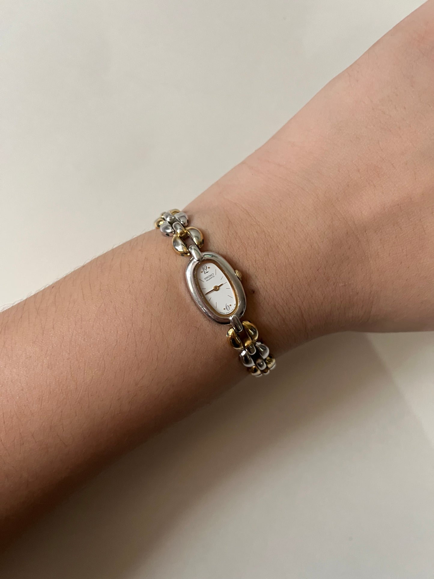 Stunning Two Toned Seiko Watch with Petite Oval Dial