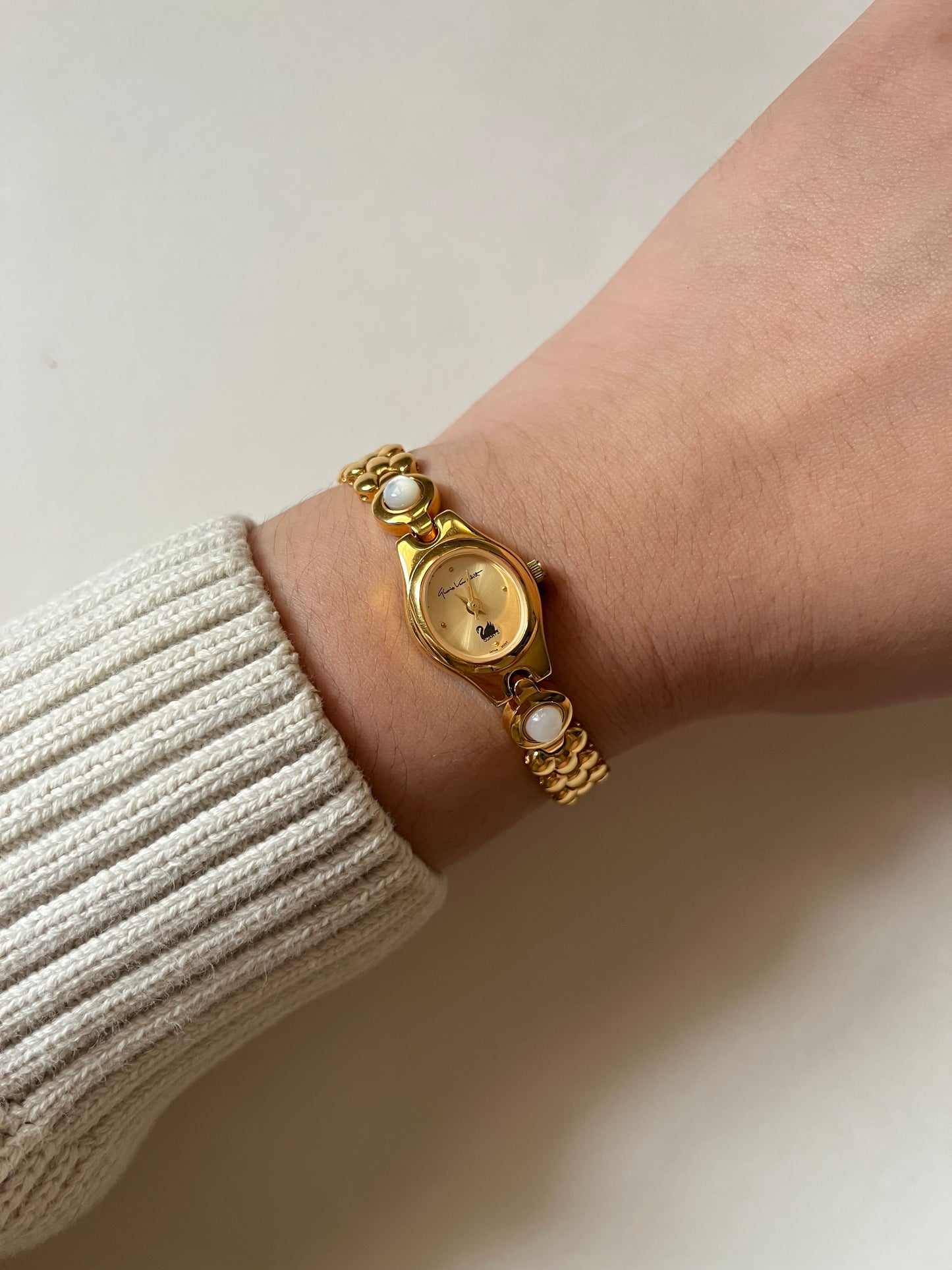 Rare and Unique Gold Tone Watch with Interchangeable Studs