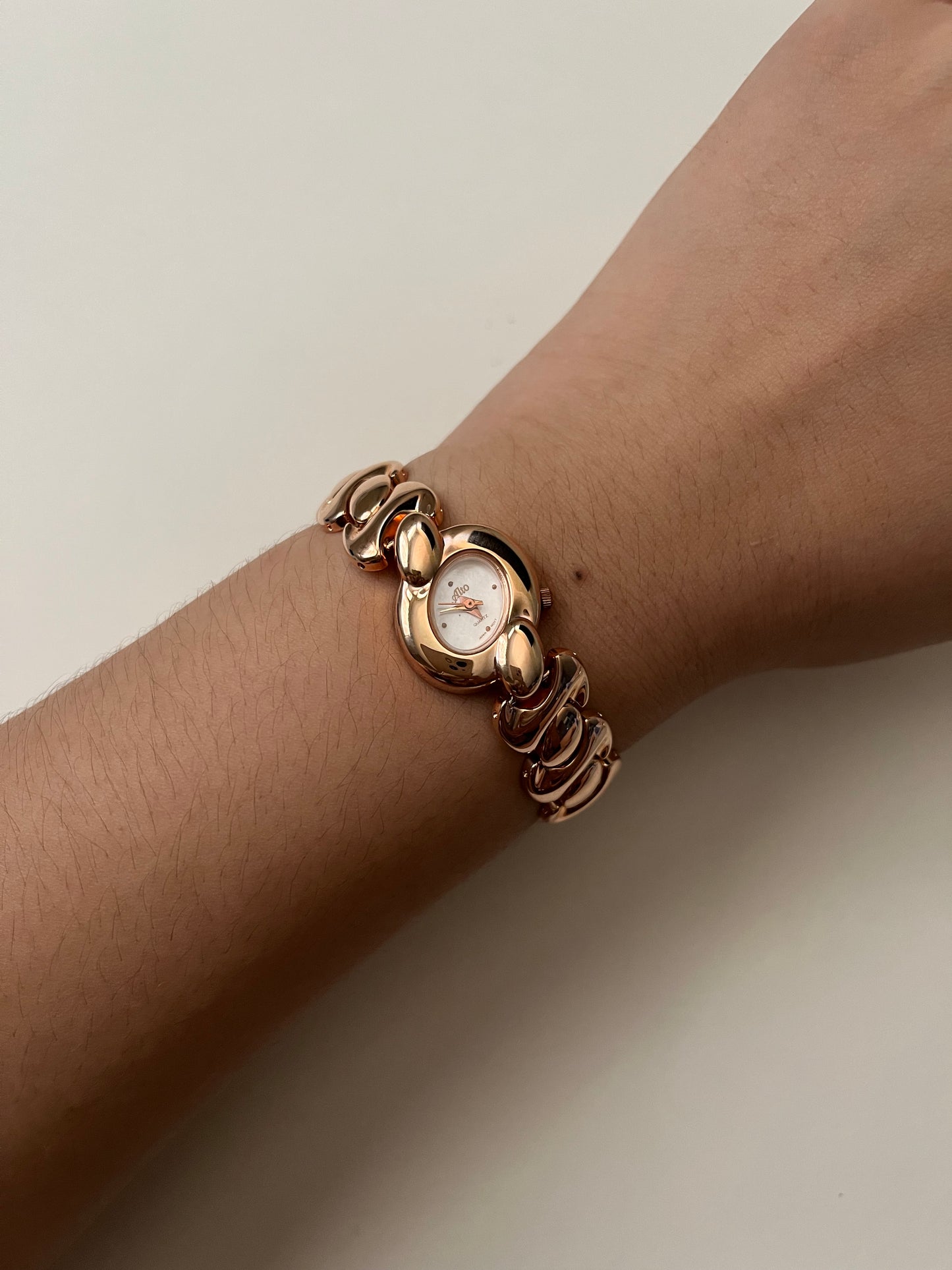 Very Unique and Astonishing Rose Gold Tone Watch with Asymmetrical Dial