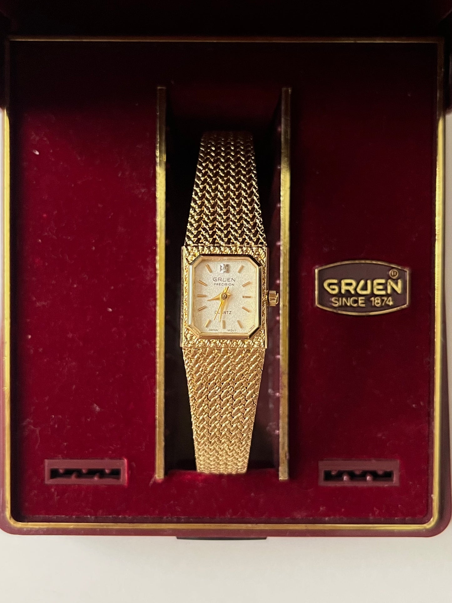 Very Chic and Classy Gold Tone Cocktail Watch with Dainty Rectangular Dial