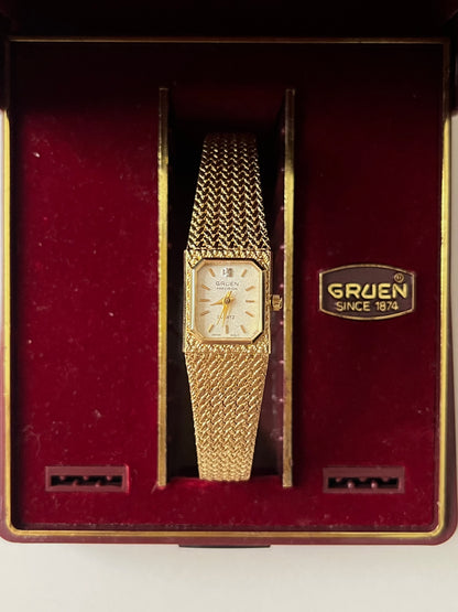 Very Chic and Classy Gold Tone Cocktail Watch with Dainty Rectangular Dial