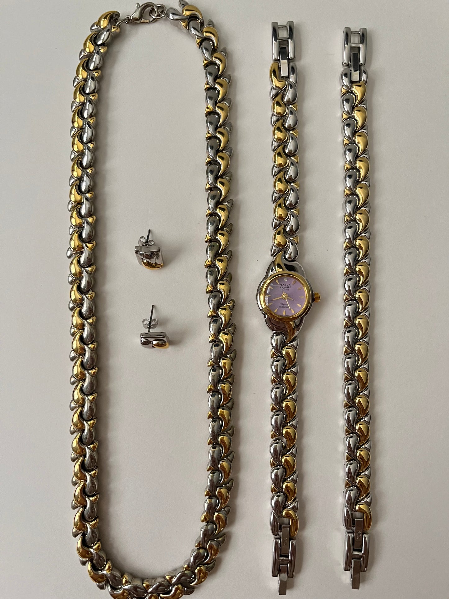 Astonishing Two Toned Watch and Jewelry Set