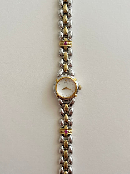 Extremely Rare Two Toned Seiko Watch with Rubies Accent