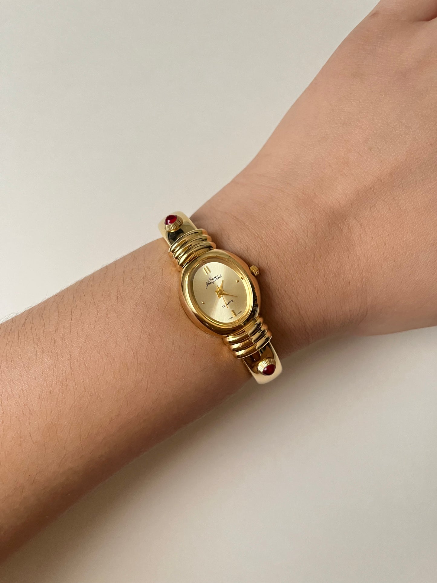 Extremely Rare Gold Tone Open Cuff Watch with Interchangeable Studs