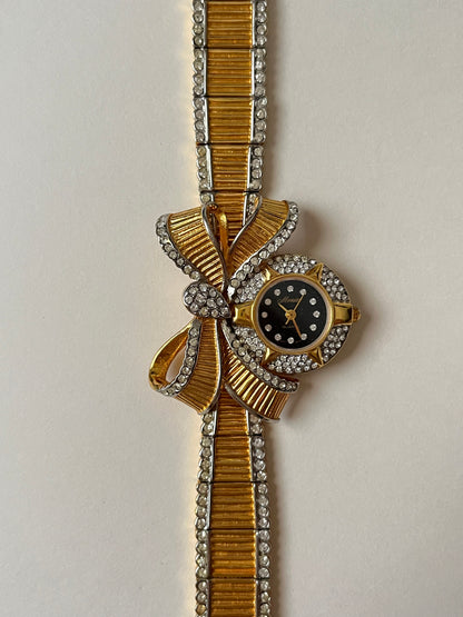 Absolutely Breathtaking Vintage Gold Tone Watch with Statement Bow Design