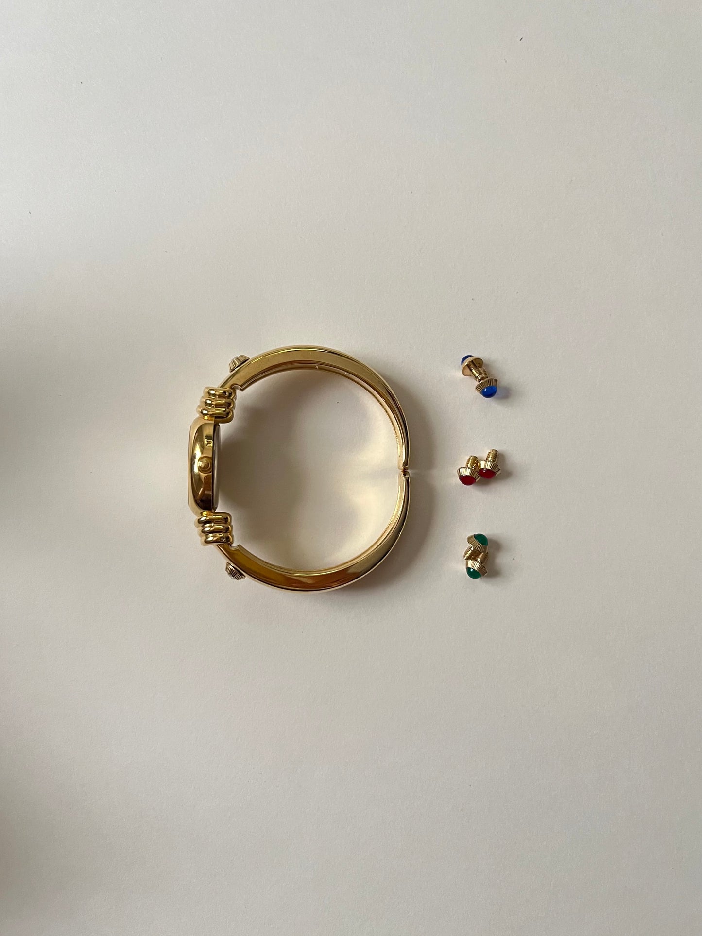Extremely Rare Gold Tone Open Cuff Watch with Interchangeable Studs