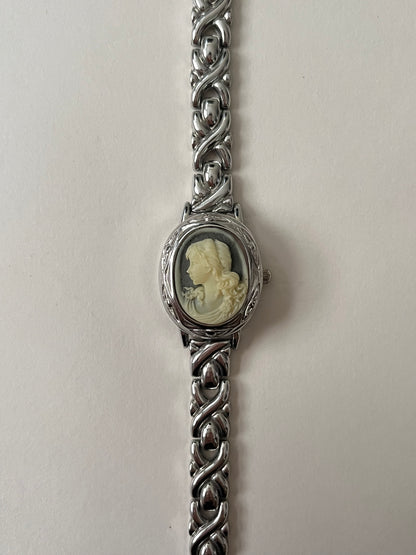 Rare and Adorable Silver Tone Cameo Peekaboo Watch