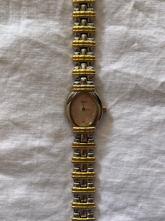 Rare Two Toned Pulsar Watch with Pink Oval Dial