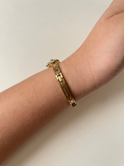 Lovely Gold Tone Pulsar Watch with Rubies Accent and Diamond-Shaped Dial