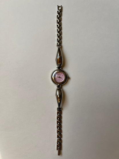 Adorable Silver Tone Watch with Two Dolphins Accent
