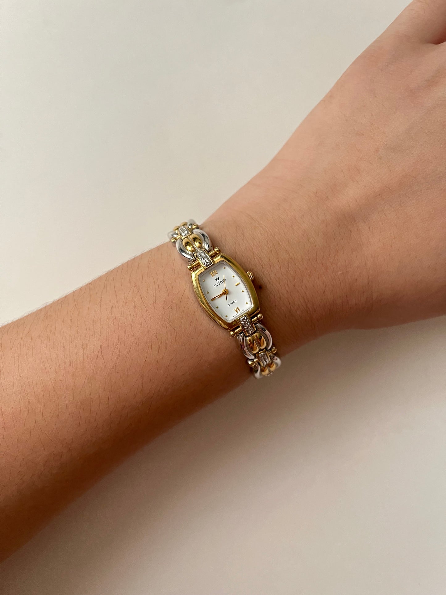 Lovely Two Toned Croton Watch with Intricate Band Design