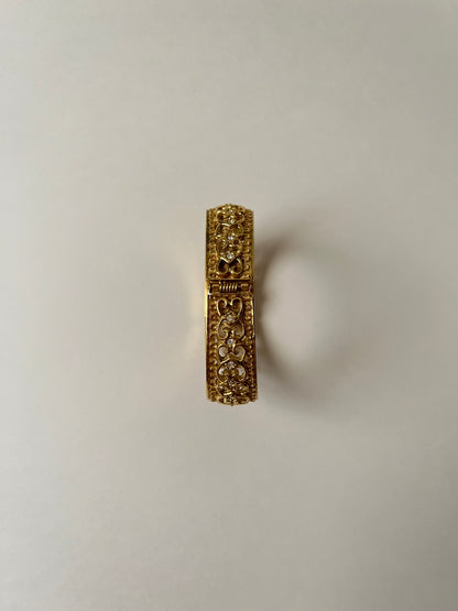 Very Gorgeous and Ornate Gold Tone Peekaboo Cuff Watch with Oval Dial