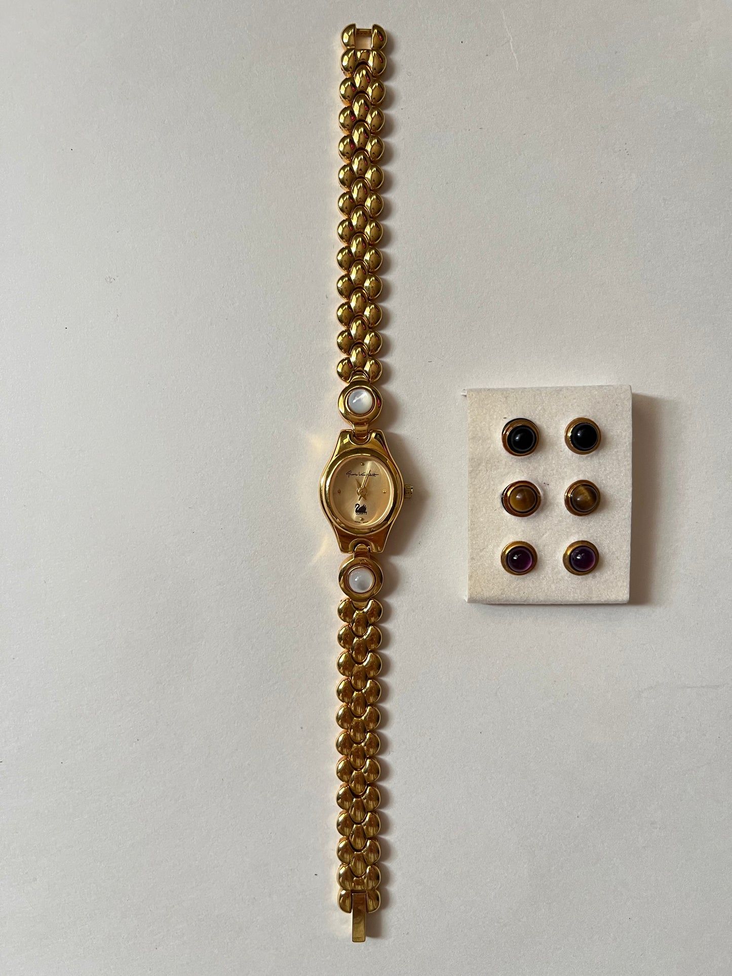 Rare and Unique Gold Tone Watch with Interchangeable Studs