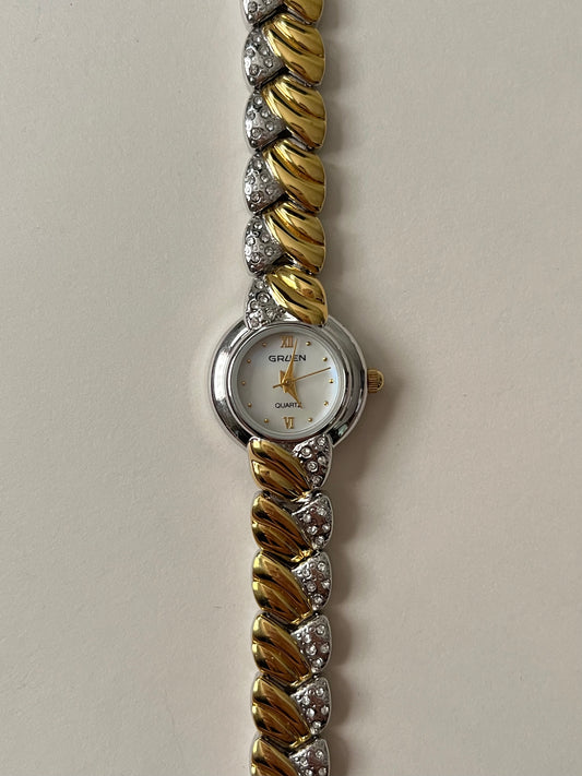 Very Stunning Two Toned Watch with Braided Band Design