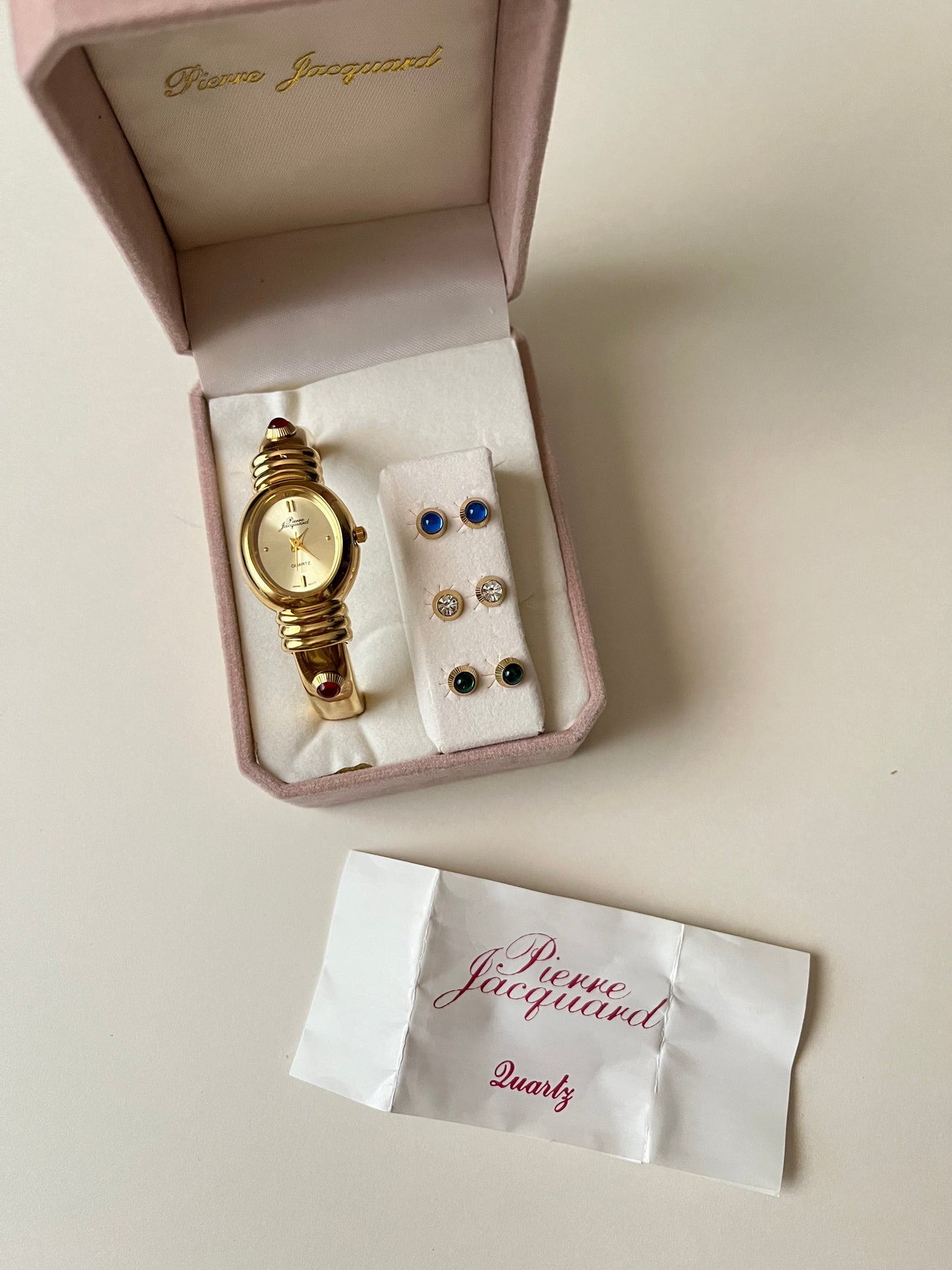 Extremely Rare Gold Tone Open Cuff Watch with Interchangeable Studs