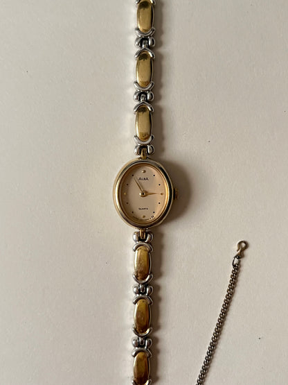 Beautiful Unique and Dainty Two Toned Alba Watch with Oval Dial