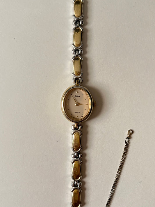 Beautiful Unique and Dainty Two Tone Alba Watch with Oval Dial