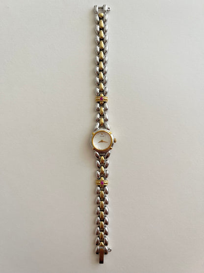 Extremely Rare Two Toned Seiko Watch with Rubies Accent