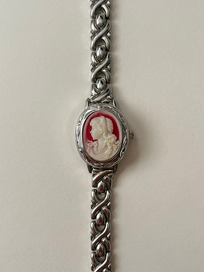 Rare and Adorable Silver Tone Cameo Peekaboo Watch