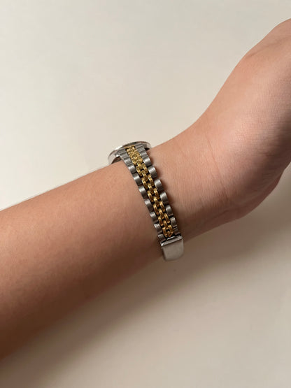 Classic Two Toned Watch with Interchangeable Bezels (A Rolex Dupe)