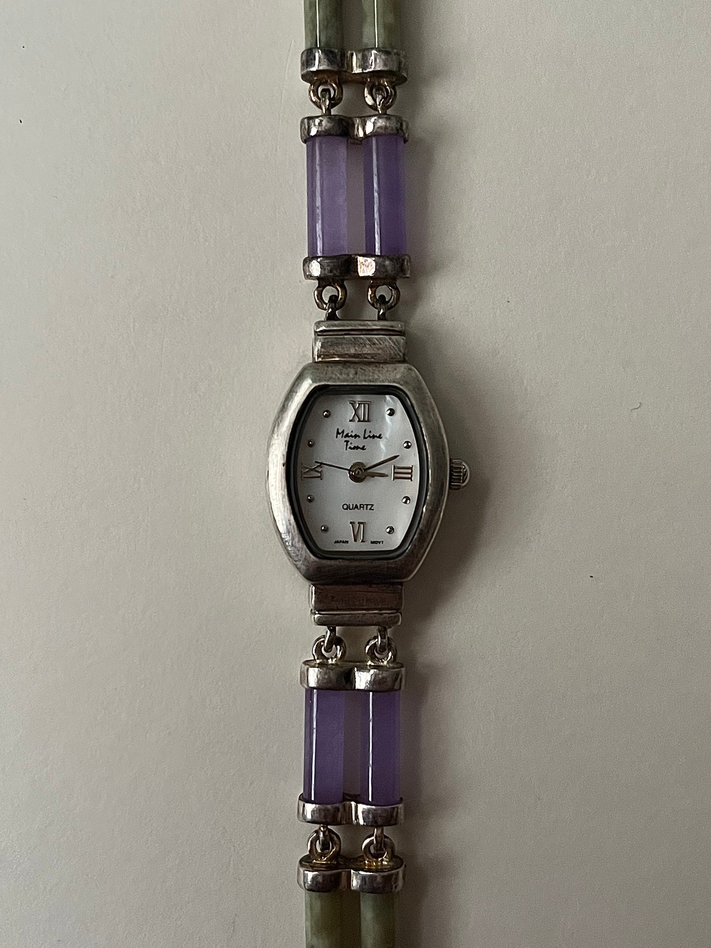 Extremely Rare 925 Silver Watch with Multi-Colored Jade Stones Accent
