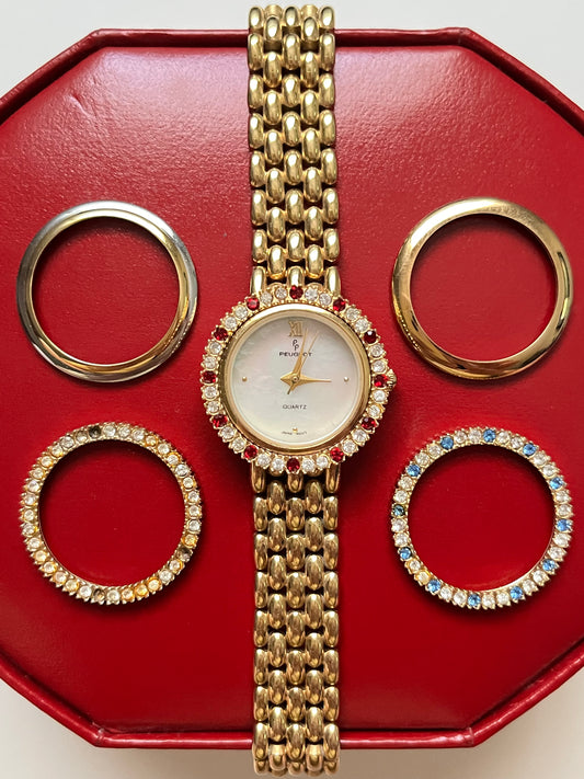 Beautiful Rare Gold Tone Watch with Interchangeable Bezels